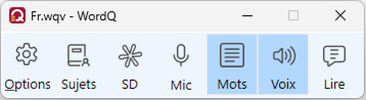 WordQ buttonbar