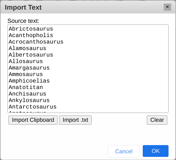 Import Text